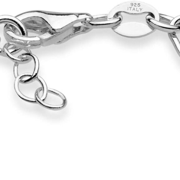 925 Sterling Silver Italian 5mm Heart Link Chain Bracelet for Women, Made in Ita - Picture 2 of 5